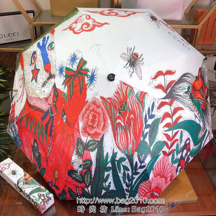 GUCCI古馳 最新火爆單品 極品G家自動傘 古奇天鵝圖案 防雨防紫外線隔熱傘  sll1023